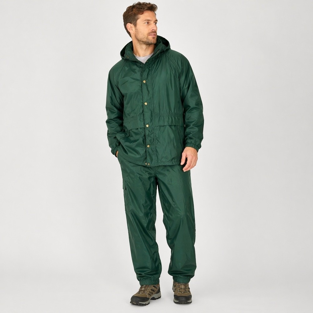 Vintage Woolrich Rain Suit XL Dark Pine Green Jacket Pants Waterproof Nylon 90s